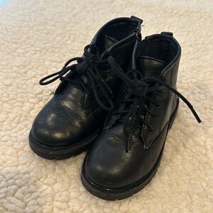 Zara black lace-up boots with side zipper size toddler 23 (US 7)